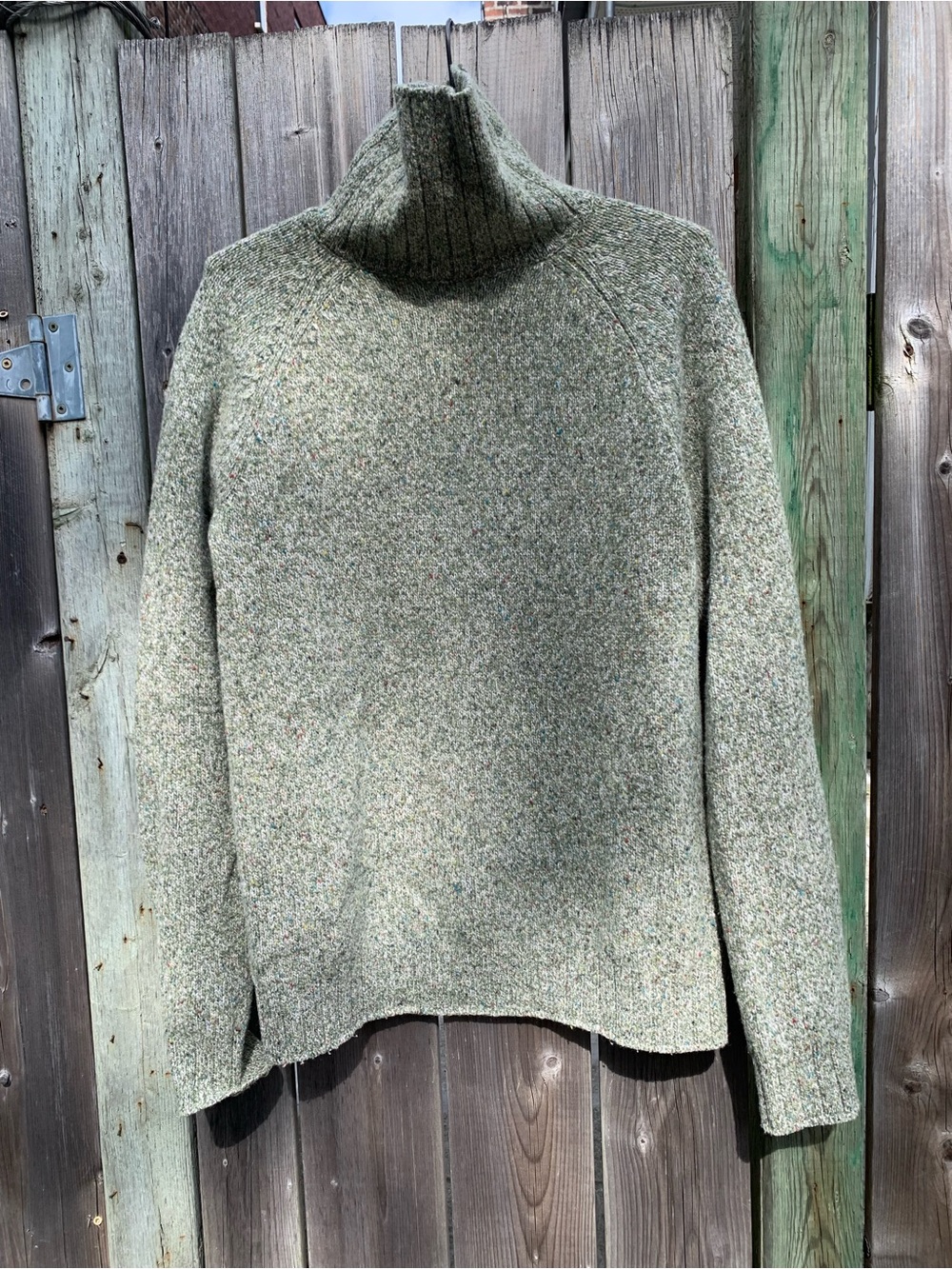 Frank And Oak Lambswool Speckled Turtleneck Sweater Grey Green S